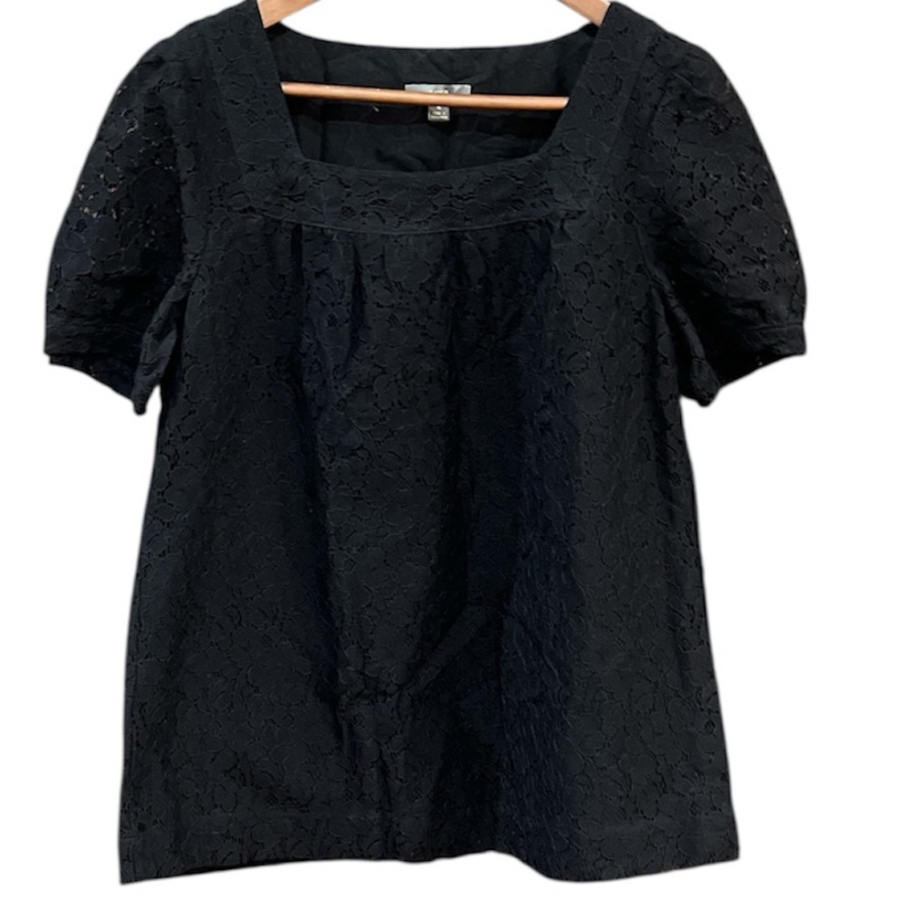 Apt. 9 Black Lace Blouse Short Sleeve Lines Blouse Size M